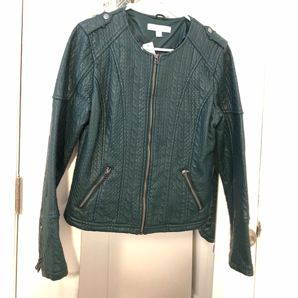 Green Viscose Textured Jacket